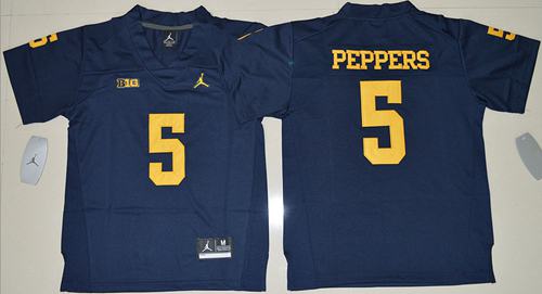 Wolverines #5 Jabrill Peppers Navy Blue Jordan Brand Stitched Youth NCAA Jersey - Click Image to Close